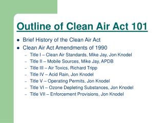 Outline of Clean Air Act 101