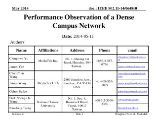 Performance Observation of a Dense Campus Network