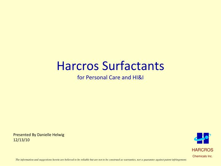 harcros surfactants for personal care and hi i
