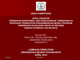 HIBAH KOMPETENSI JUDUL KEGIATAN: