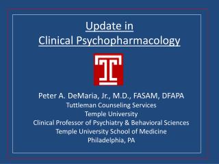Update in Clinical Psychopharmacology