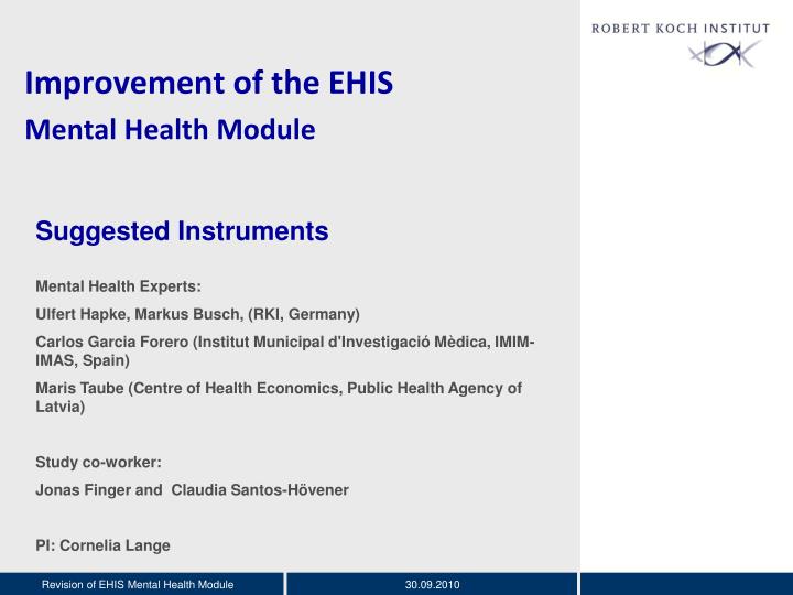 improvement of the ehis mental health module