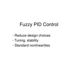 Fuzzy PID Control