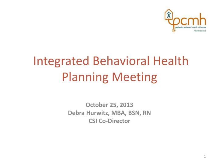 integrated behavioral health planning meeting