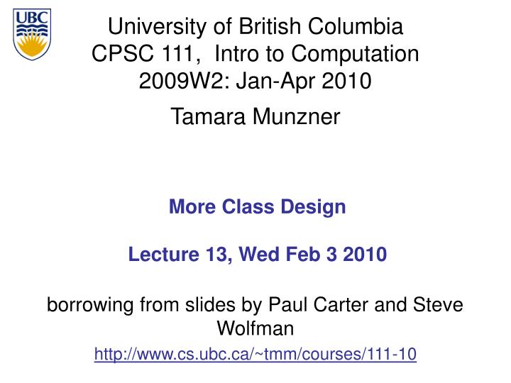 more class design lecture 13 wed feb 3 2010