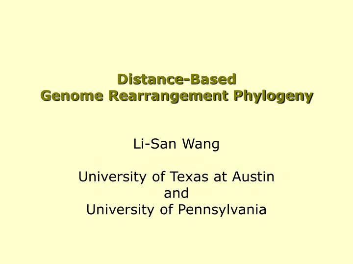 distance based genome rearrangement phylogeny