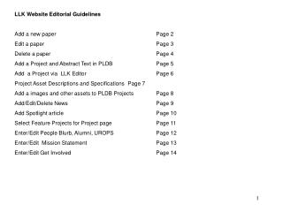 LLK Website Editorial Guidelines Add a new paper				Page 2 Edit a paper				Page 3