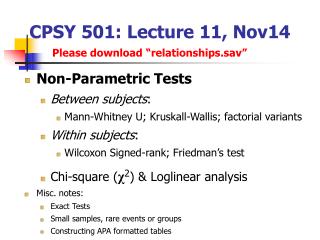 CPSY 501: Lecture 11, Nov14