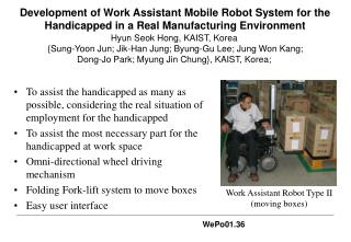 Work Assistant Robot Type II ( moving boxes )