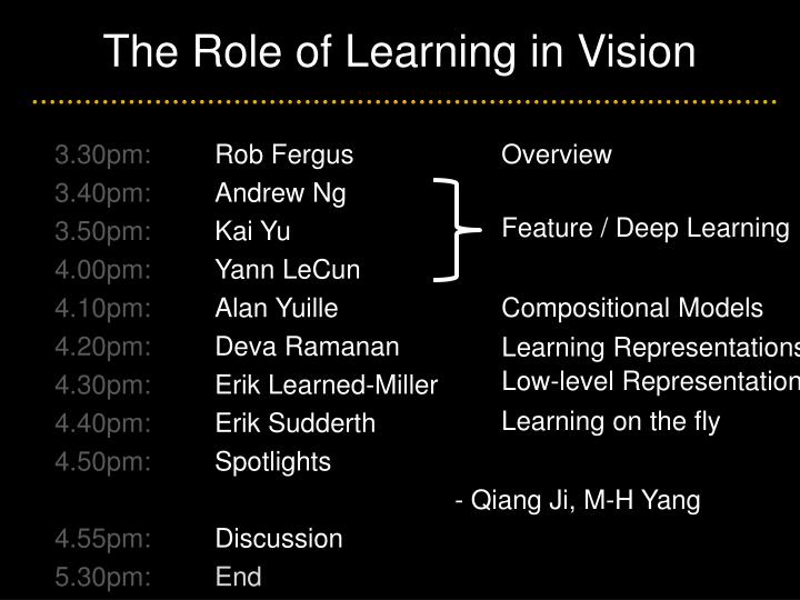 the role of learning in vision