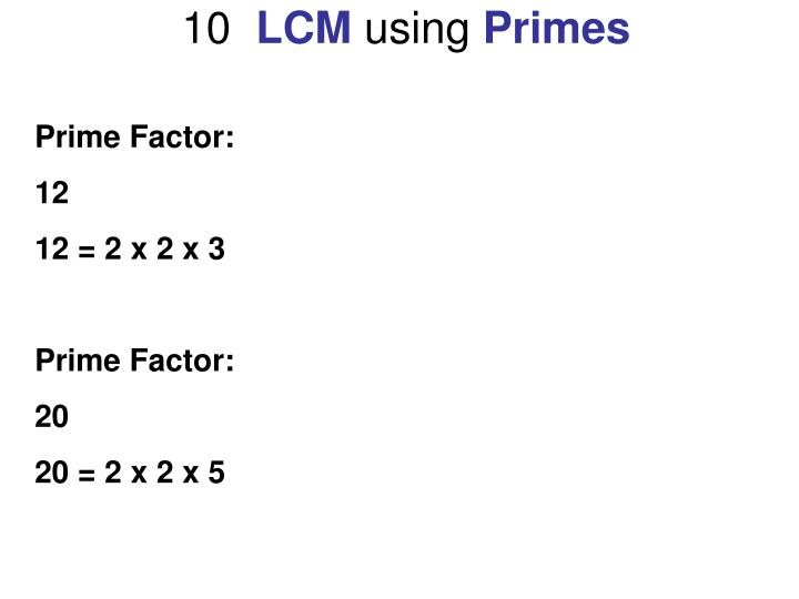 10 lcm using primes