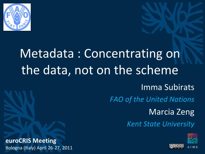 metadata concentrating on the data not on the scheme