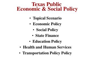 Texas Public Economic &amp; Social Policy