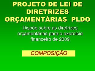 projeto de lei de diretrizes or ament rias pldo