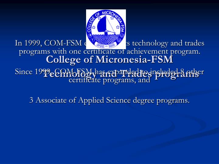 college of micronesia fsm technology and trades programs
