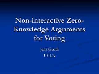 Non-interactive Zero-Knowledge Arguments for Voting