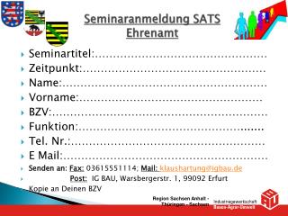 Seminaranmeldung SATS Ehrenamt
