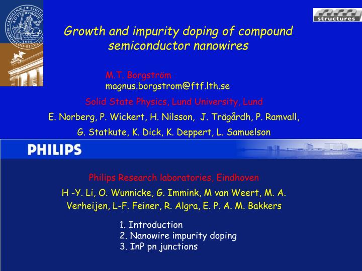 growth and impurity doping of compound semiconductor nanowires