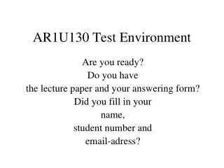 AR1U130 Test Environment