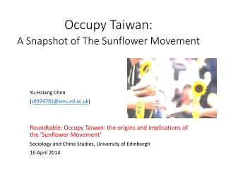 Occupy Taiwan: A Snapshot of The Sunflower Movement