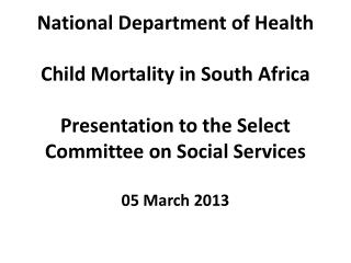 Child Mortality Rates: definitions