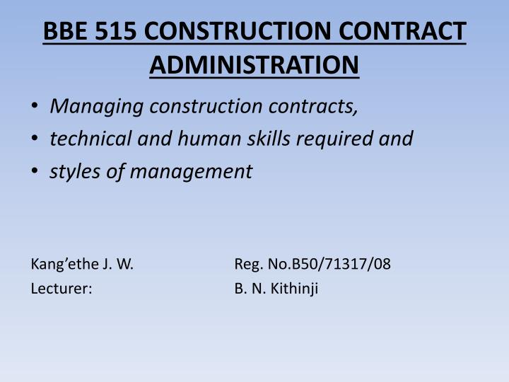 bbe 515 construction contract administration