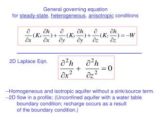 General governing equation for steady-state , heterogeneous , anisotropic conditions