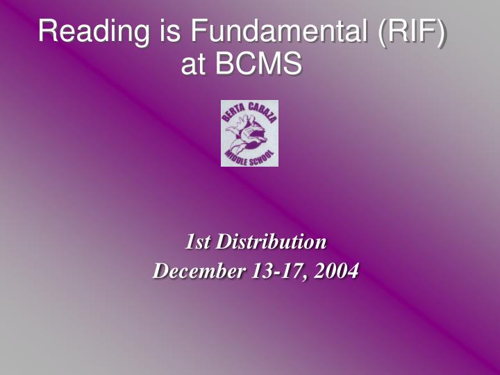 reading is fundamental rif at bcms