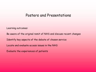 Posters and Presentations
