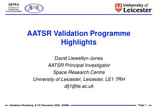 AATSR Validation Programme Highlights