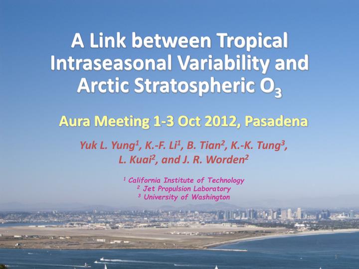 a link between tropical intraseasonal variability and arctic stratospheric o 3