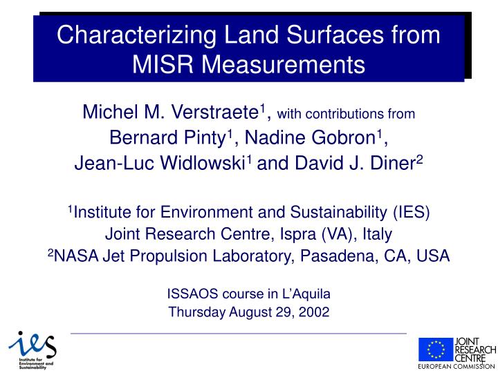 characterizing land surfaces from misr measurements