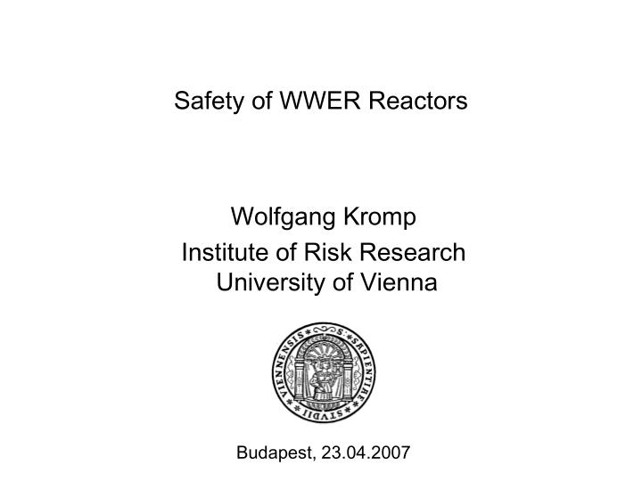 safety of wwer reactors