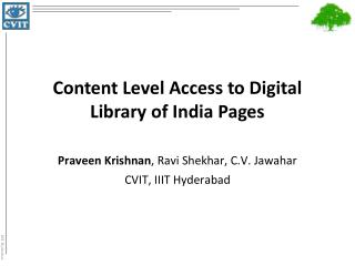 Content Level Access to Digital Library of India Pages