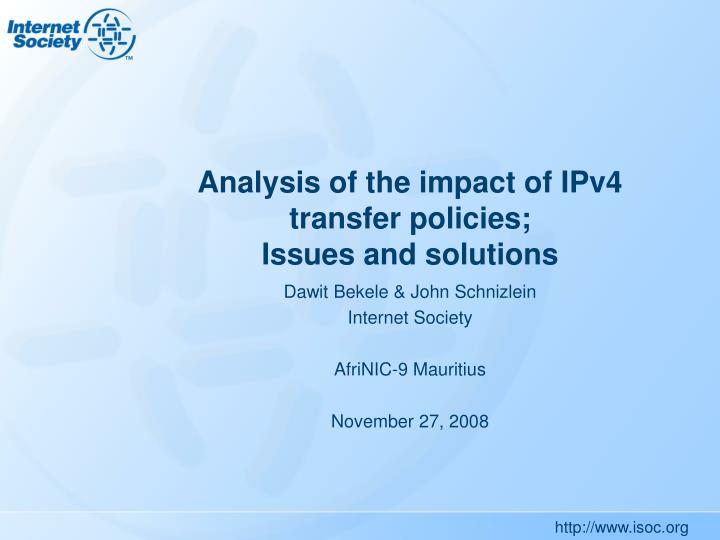 analysis of the impact of ipv4 transfer policies issues and solutions