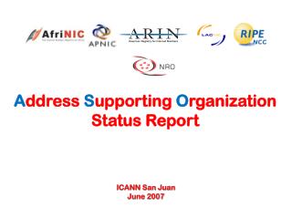 A ddress S upporting O rganization Status Report
