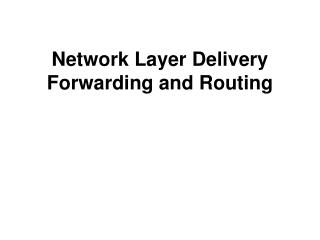 Network Layer Delivery Forwarding and Routing
