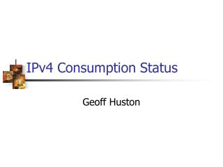 IPv4 Consumption Status