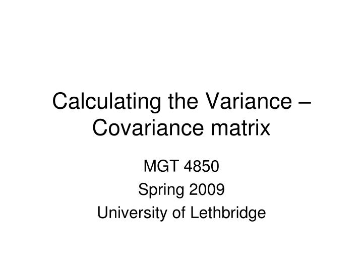 calculating the variance covariance matrix