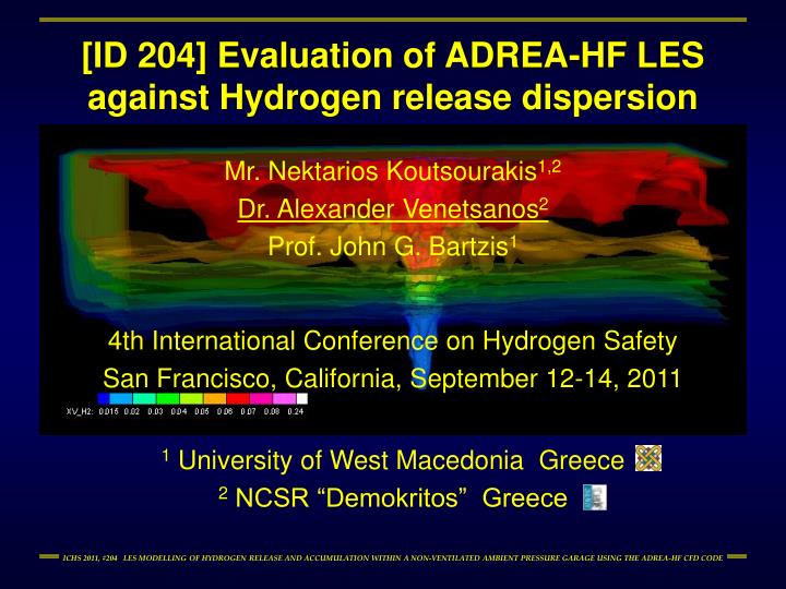 id 204 evaluation of adrea hf les against hydrogen release dispersion