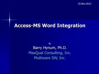 Access-MS Word Integration