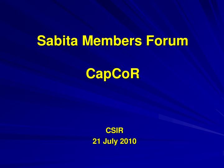 sabita members forum capcor