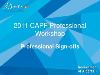 2011 CAPF Professional Workshop