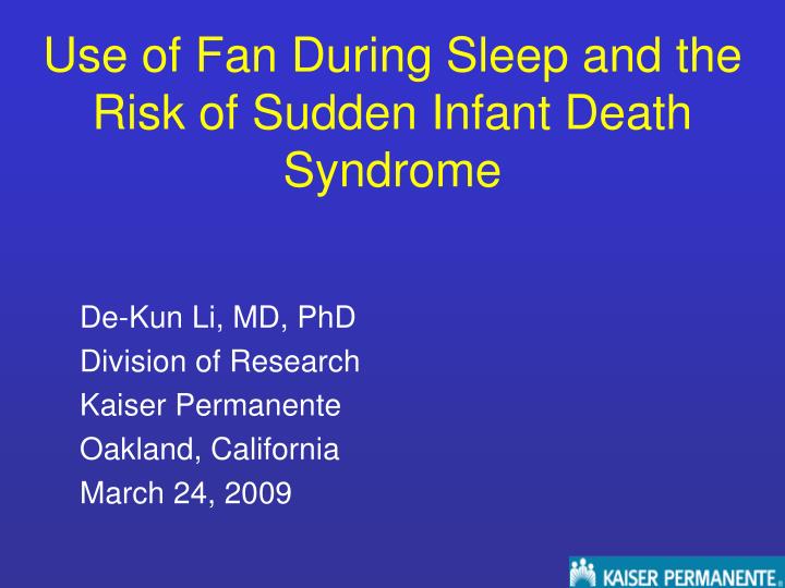 use of fan during sleep and the risk of sudden infant death syndrome