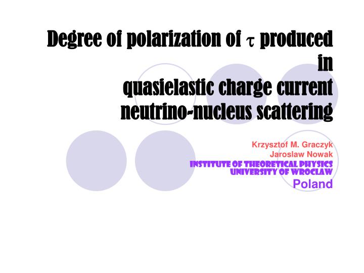 degree of polarization of t produced in quasielastic charge current neutrino nucleus scattering