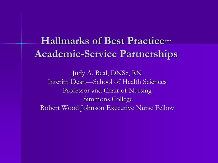 hallmarks of best practice academic service partnerships