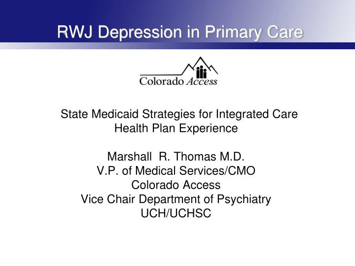 rwj depression in primary care
