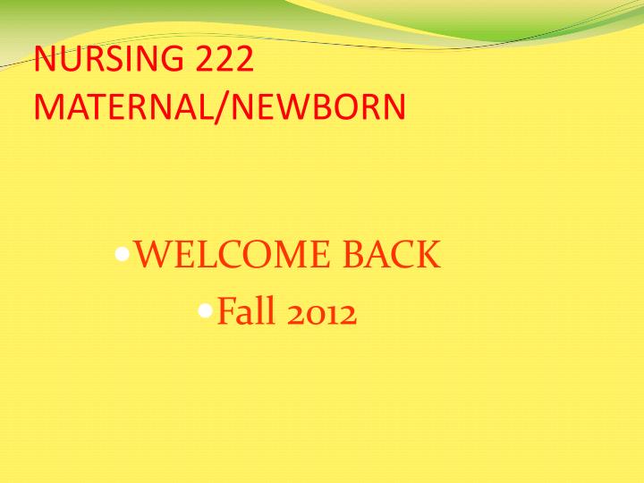 welcome back fall 2012