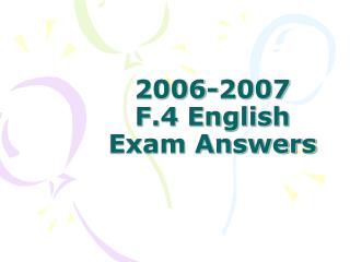 2006-2007 F.4 English Exam Answers