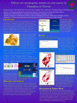 Effects of carcinogenic metals on oral cancer in Changhua in Taiwan